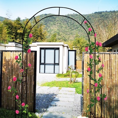 Gulches Metal Garden Arch 55inch x 94.5inch Garden Arbor Trellis Climbing Plants Support Rose Arch Outdoor Arch Black | Target