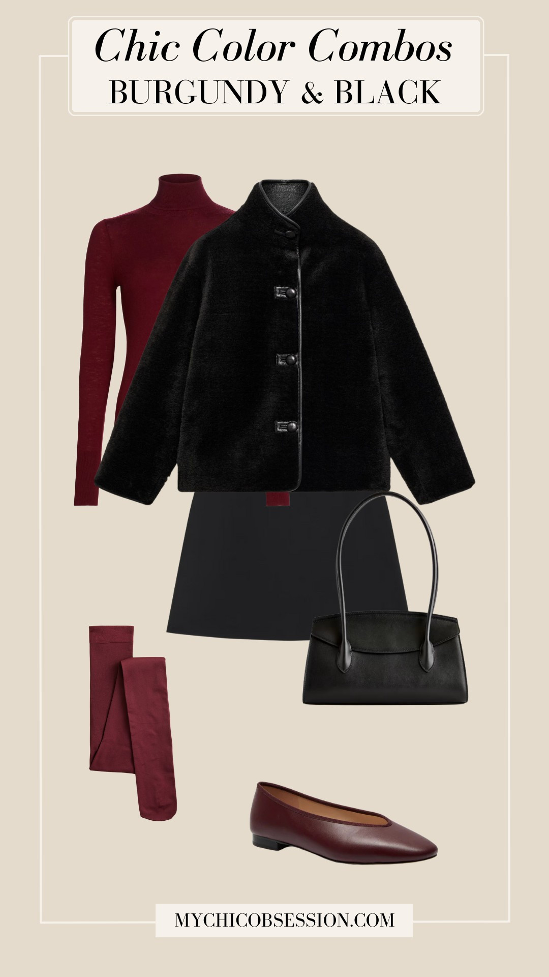 Moody color combos are perfect for cold weather looks. Black and burgundy fit the bill perfectly when it comes to winter dressing. Although there’s not much contrast in this pairing, the cohesive color palette will give you an elegant, nearly tonal look for sleek winter outfits. 

 #LTKSeasonal #LTKStyleTip #LTKShoeCrush