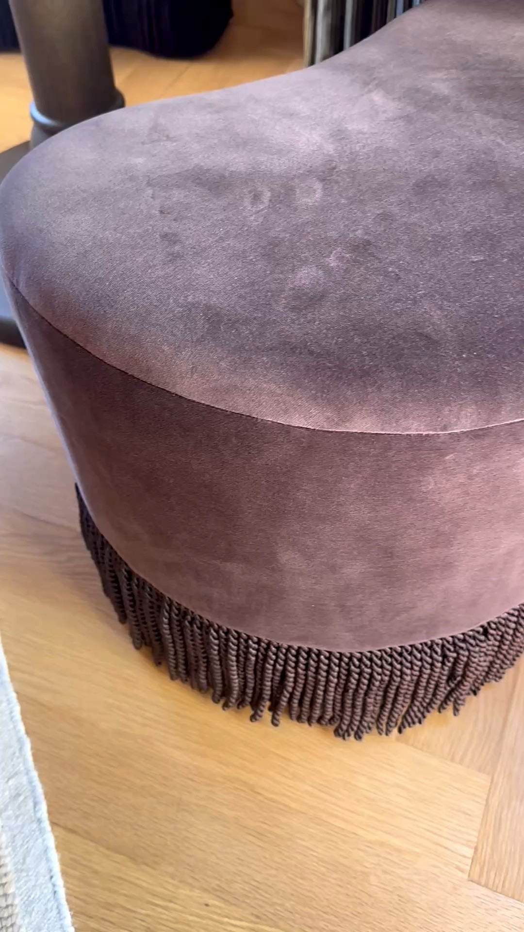 Love this half-moon silhouette, rich velvet, and generous fringe. Stylish and versatile—use it as a footrest, extra seating, or a vanity stool. The nearby striped drapes add another beautiful layer of texture and pattern.

#ottoman #accentstool #velvet #fringe #drapes #curtains #livingroom #bedroom #vanity #homedecor #interiordesign #LTKhome

#LTKdayinmylife #LTKHome