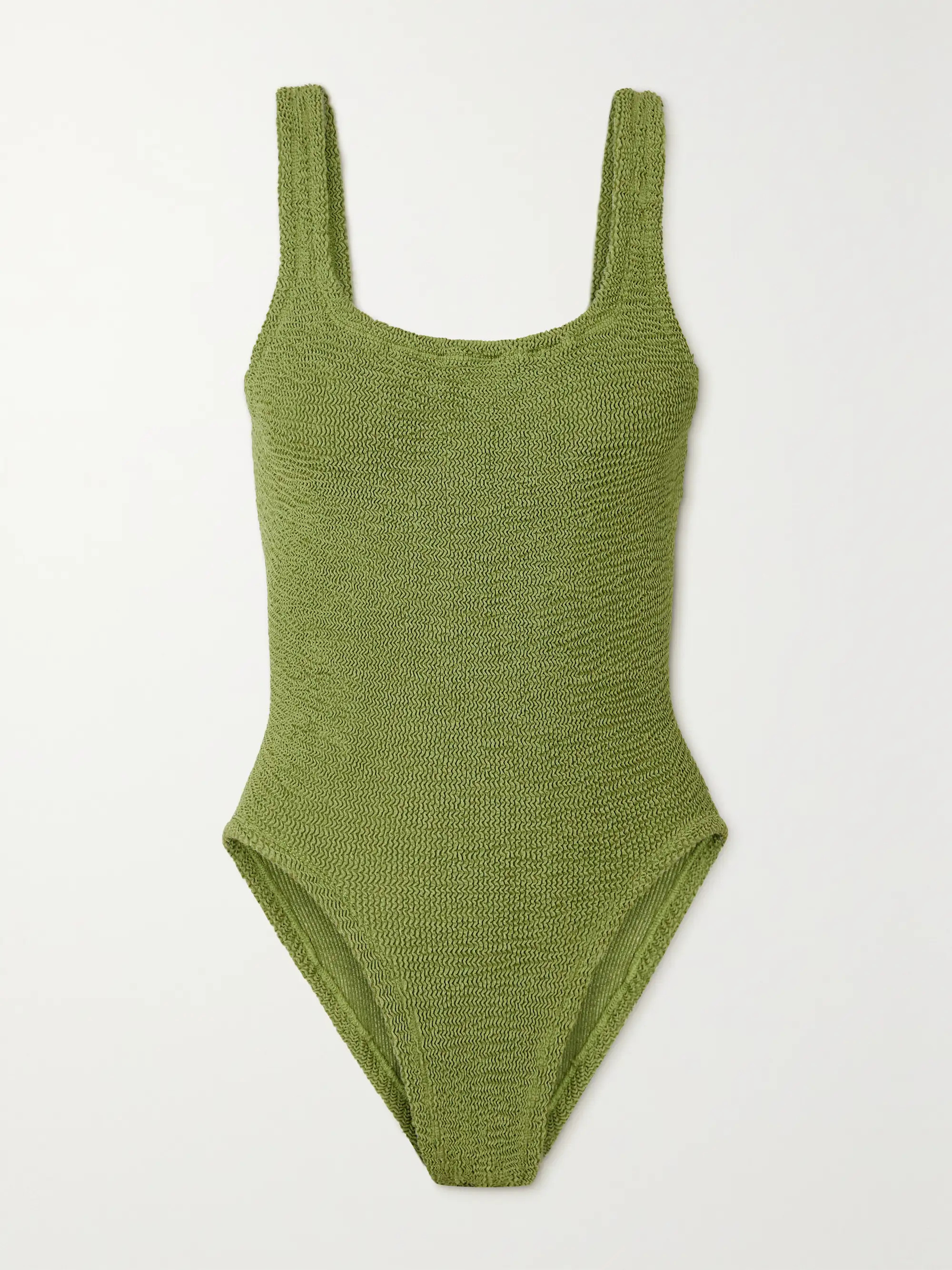 HUNZA G + NET SUSTAIN seersucker swimsuit | NET-A-PORTER | NET-A-PORTER (US)