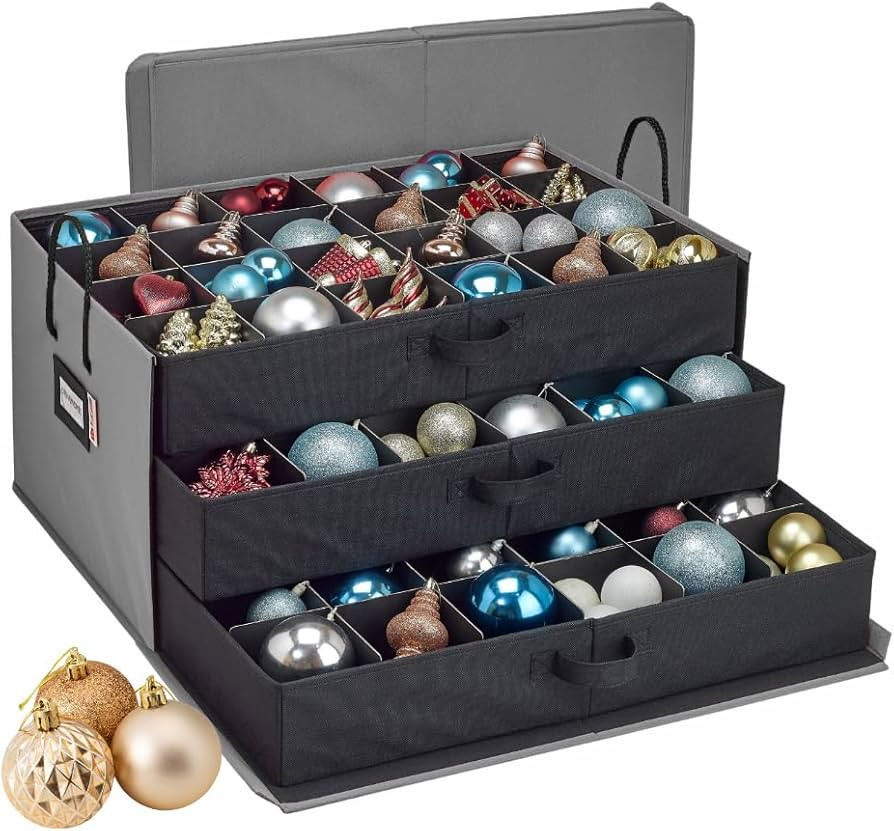 HOLDN’ STORAGE Christmas Ornament Storage Box with Dividers, Holds Up to 72 Ornaments (4 Inches... | Amazon (US)