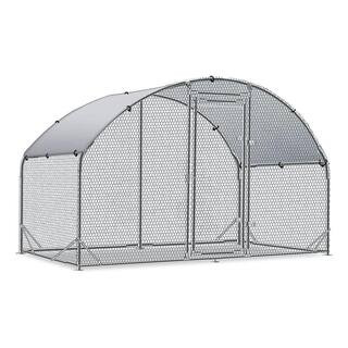 Large Metal Walk-in Chicken Coop, Galvanized Wire Poultry Fencing Cage with Waterproof and Anti-Ultraviolet Cover | The Home Depot