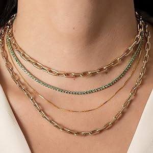 Luxval Tennis Necklace 14K Gold Plated Rhinestone Butterfly Choker Necklaces for women Dainty Zir... | Amazon (US)