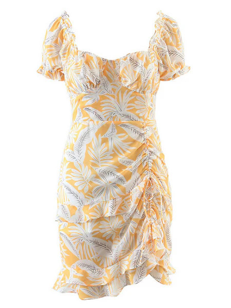 'Christie' Floral Printed Drawstring Mini Dress | Goodnight Macaroon