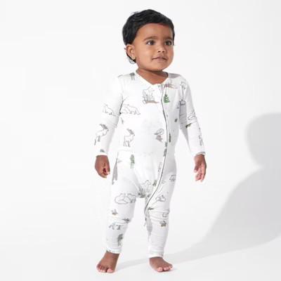 Bellabu Bear Baby Winter Forest Animals Bamboo Convertible Footie White Newborn | Target