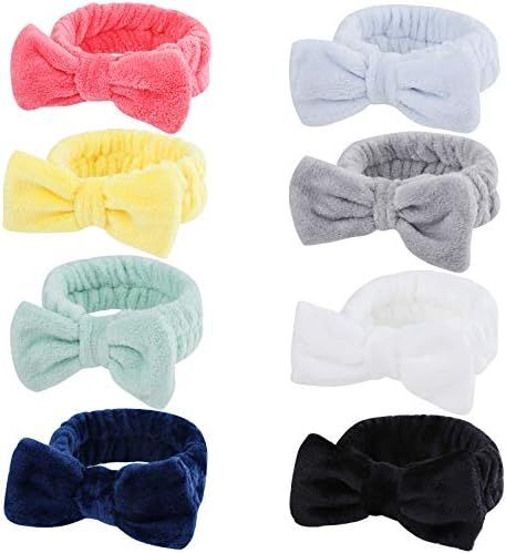 8 Pack Spa Headband Facial Makeup Headband, Coral Fleece Cosmetic Headband Face Wash Headband, Bo... | Amazon (US)