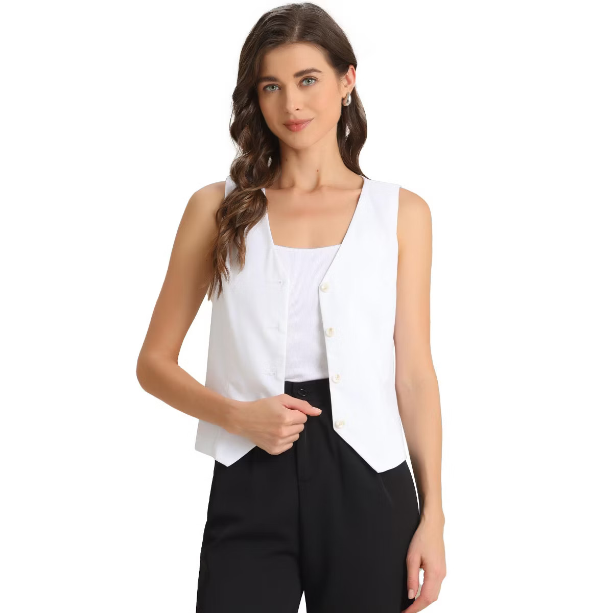 INSPIRE CHIC Women's Fashion Sleeveless Button Down V Neck Crop Summer Vest | Target