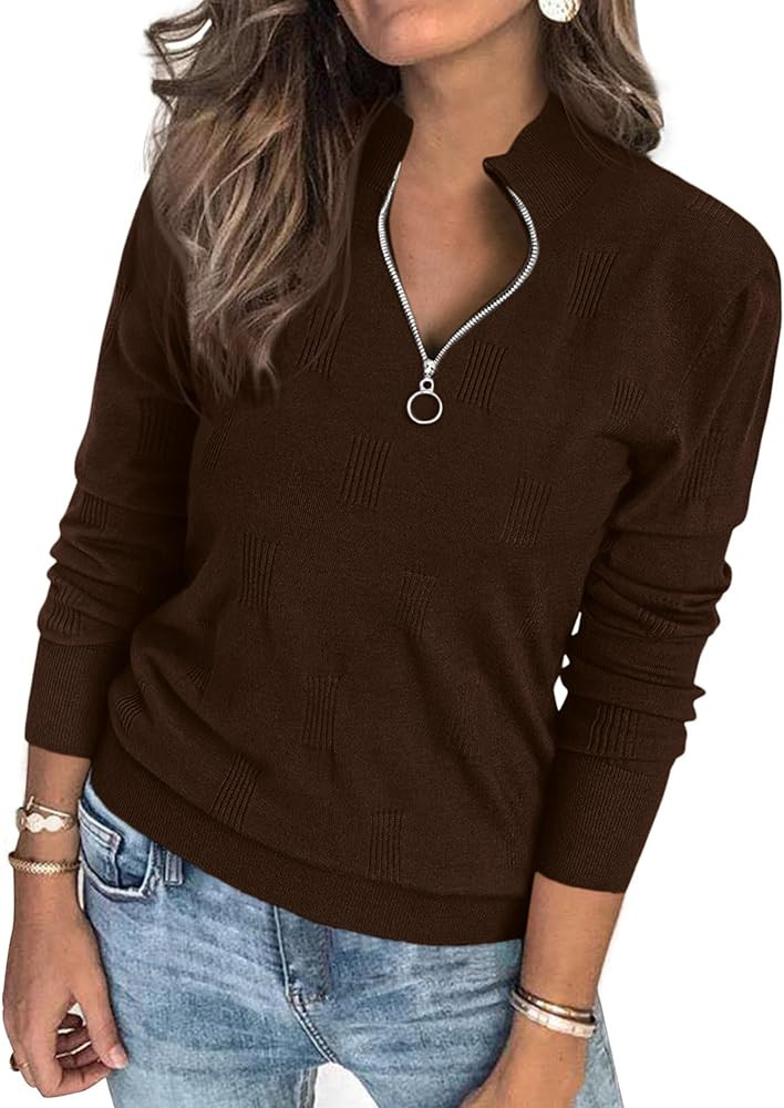 PRETTYGARDEN Womens Sweaters Quarter Zip Knit Long Sleeve Business Casual Pullover Tops 2026 Fall... | Amazon (US)