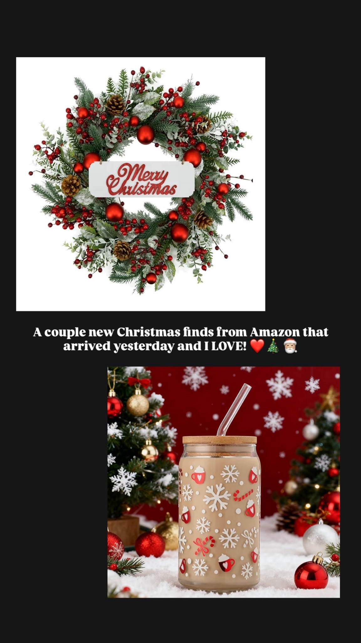 Christmas door wreath and Christmas iced coffee snowflake glass! 

#LTKSeasonal #LTKGiftGuide