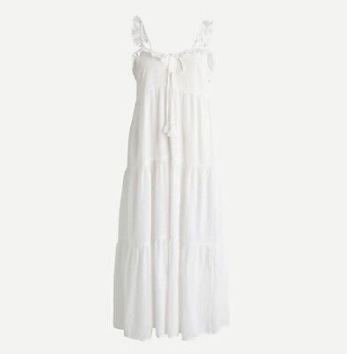 J. Crew Tiered Womens maxi Casual dress crinkle cotton Beach Large NEW  | eBay | eBay US
