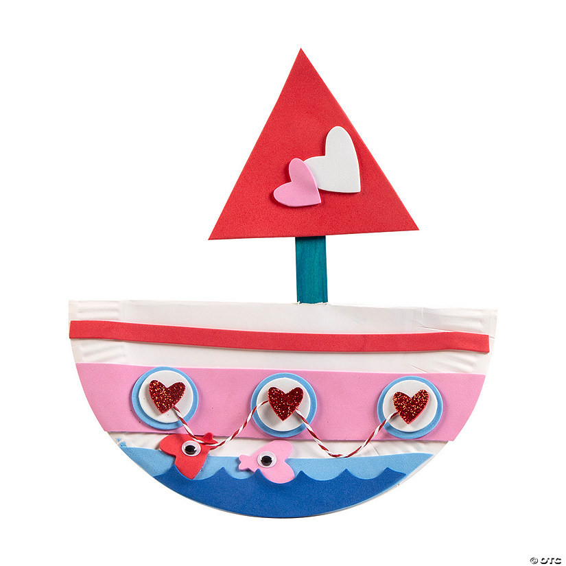 Valentine Boat Paper Plate Rocker Craft Kit - Makes 12 | Oriental Trading Company