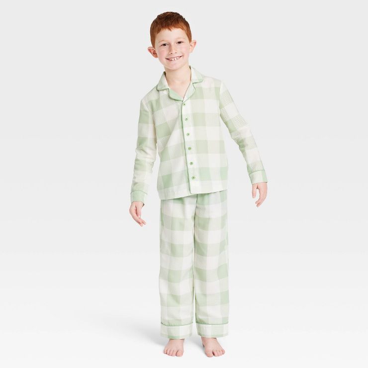 Kids' Spring Plaid Matching Family Pajama Set - Green | Target
