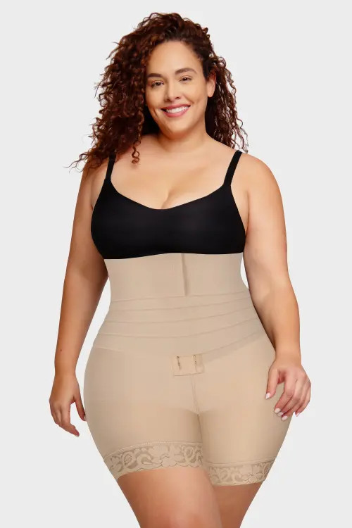 Shapellx AirSlim 2-In-1 High-Waisted Booty Lift Shaper Shorts in Warm Khaki at Nordstrom, Size Large | Nordstrom