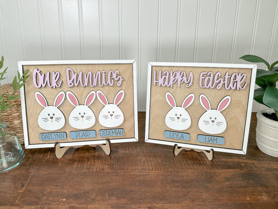 Custom Easter Bunny Family Sign, Personalized Bunnies Name Sign, Easter Decor, Gift for Grandpare... | Etsy (US)