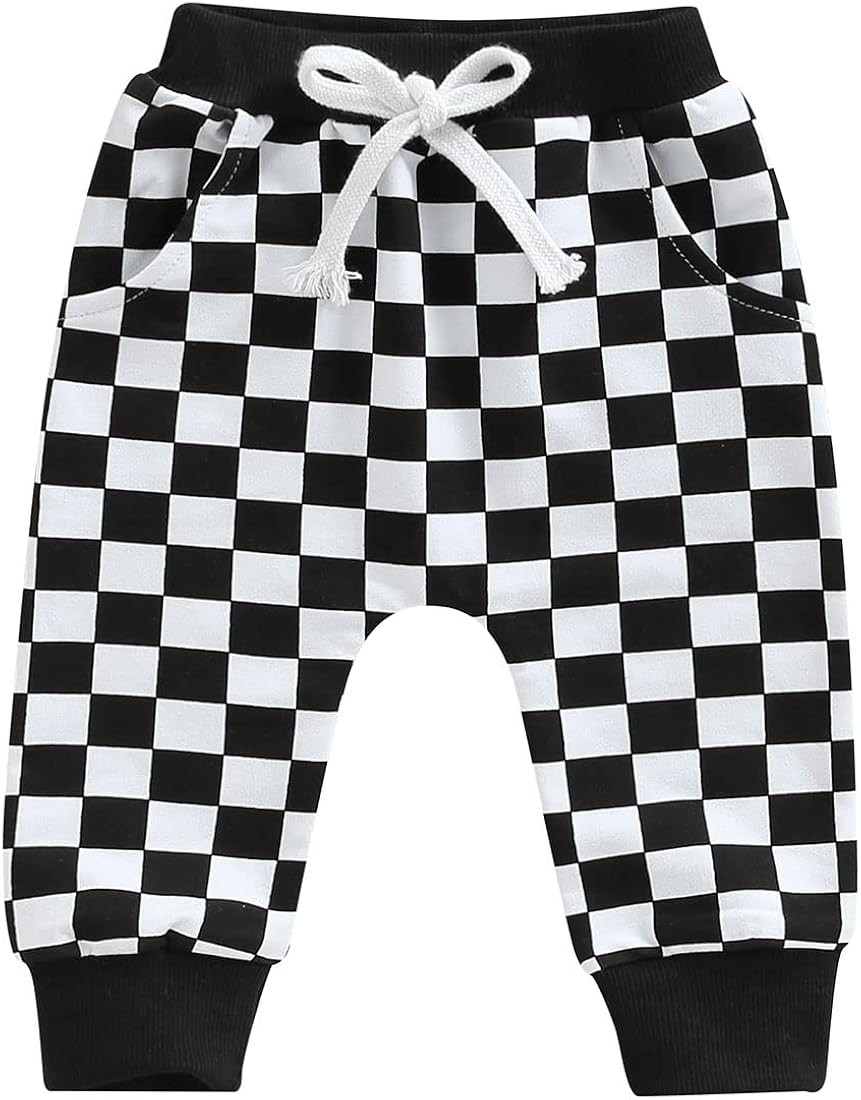 Toddler Baby Boys Girls Checkerboard Plaid Print Cotton Jogger Pants Kids Casual Athletic Elastic... | Amazon (US)