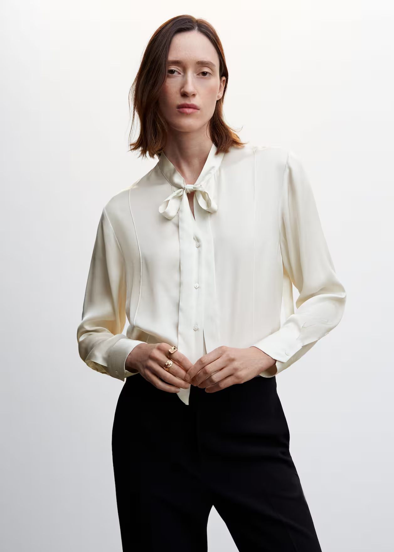 Tie-neck blouse -  Women | Mango United Kingdom | MANGO (UK)