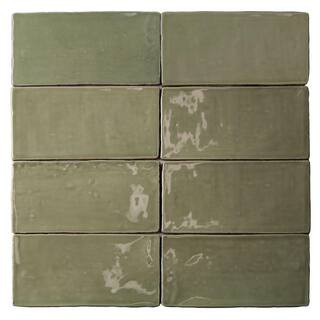 Catalina Kale 3 in. x 6 in. Polished Ceramic Subway Wall Tile (5.38 sq.ft./case) | The Home Depot