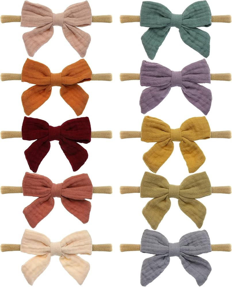 Baby girl bows headbands for newborn and infant toddler hairbands hair accessories handmade elast... | Amazon (US)