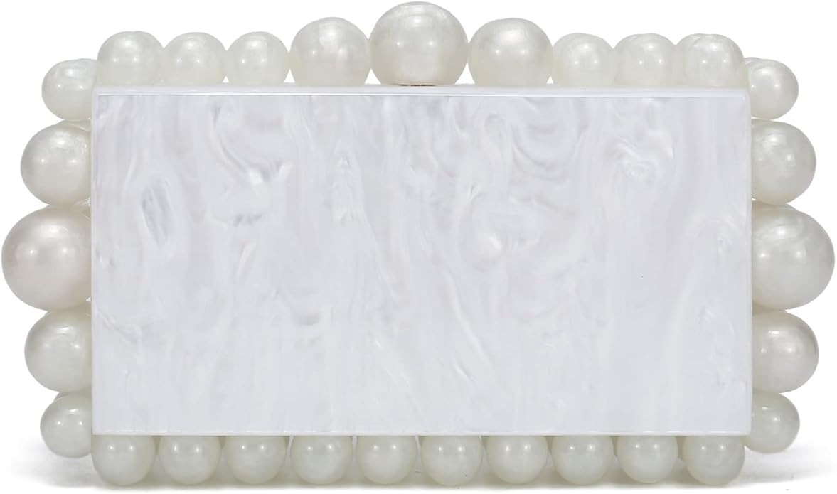 HIYOLALA Acrylic Evening Clutch Bag for Women Marble Handbag Pearl Clutch Purses for Formal Weddi... | Amazon (US)