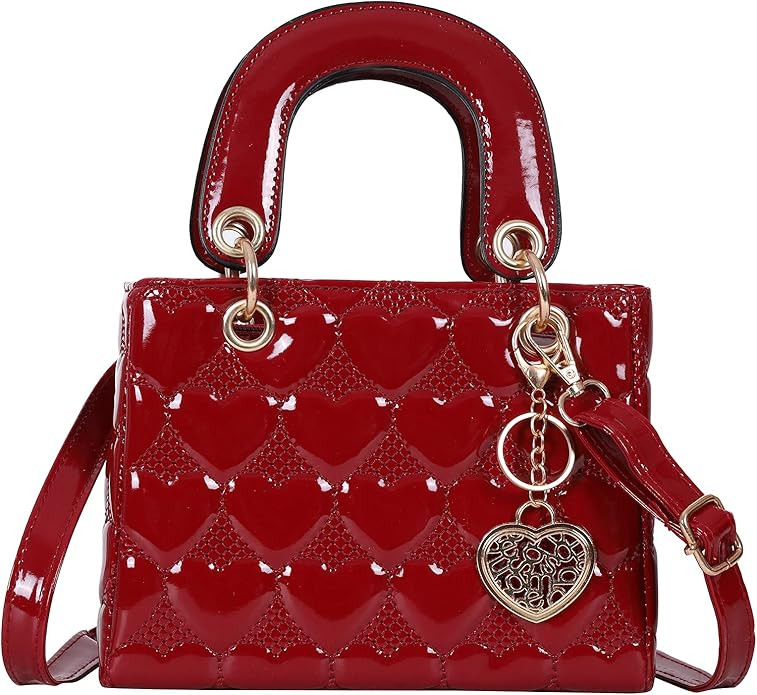 Purses and Handbags for Women Shiny Patent Ladies PU Leather Fashion Top Handle Satchel Shoulder ... | Amazon (US)