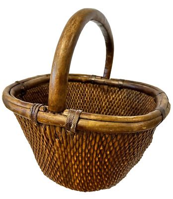 Vintage Handled Chinese Willow Reed Grain Basket  | eBay | eBay US