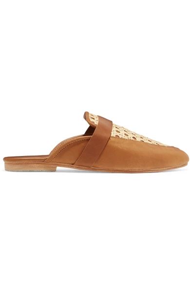 ST. AGNI - Siena Leather And Rattan Slippers - Brown | NET-A-PORTER (US)