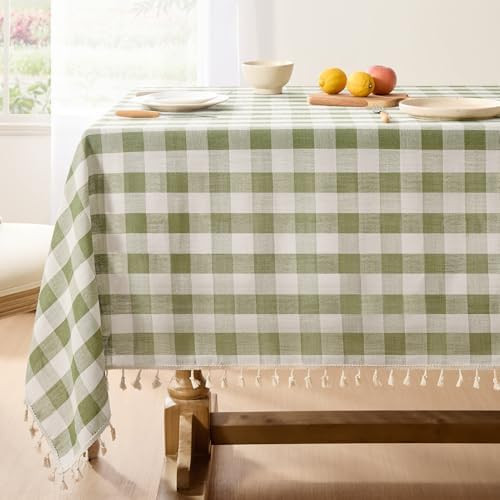 Softalker Spring Checkered Tablecloth Rectangle, Outdoor Linen Cotton Gingham Table Cloth with Ta... | Amazon (US)