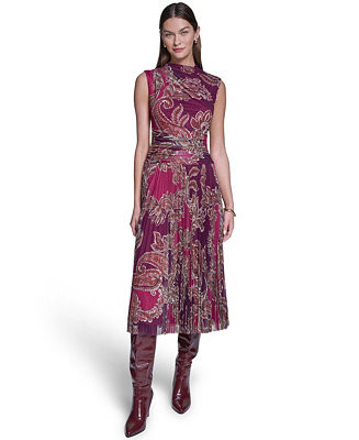 Women's Mock Neck Mesh Midi Dress | Macy's