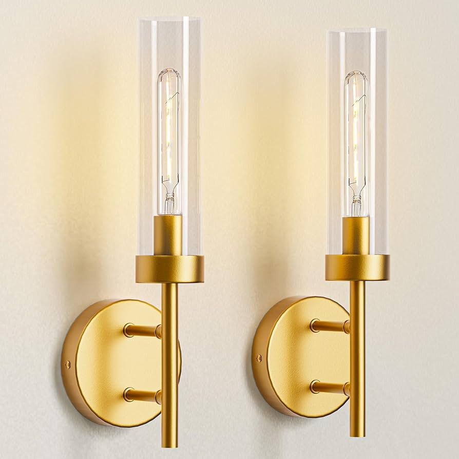 15.3'' Wall Sconces Set of Two Hardwired Gold Sconces Wall Decor Set of 2 for Bathroom Mirror, Cl... | Amazon (US)
