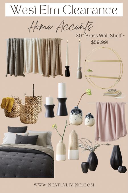 Budget friendly home decor accents for modern, neutral, minimal home. Throws, blankets, candle holders, woven baskets, bedding, vases and wall shelving  

#LTKunder100 #LTKhome #LTKsalealert