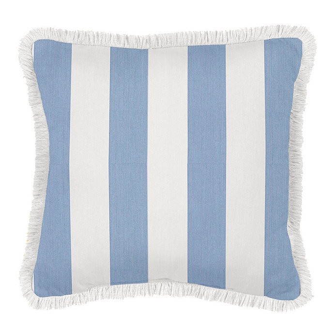 Canopy Stripe Sunbrella Fringed Outdoor Pillow | Ballard Designs | Ballard Designs, Inc.