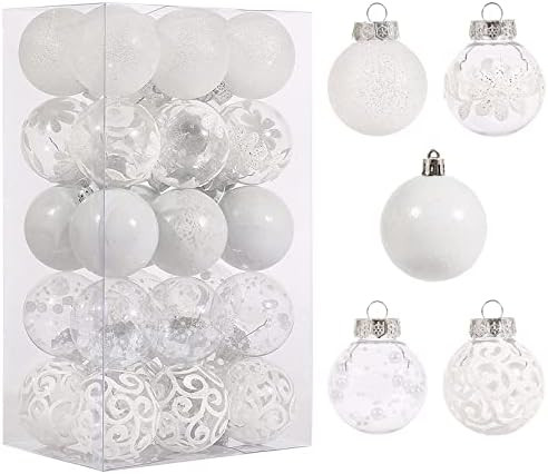60mm/2.36inch Clear Christmas Ornaments, 30ct Shatterproof White Christmas Tree Ornaments Set Transp | Amazon (US)