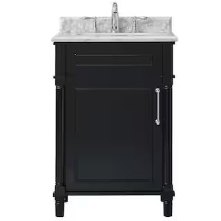 Home Decorators Collection Aberdeen 24 in. W x 20 in. D Vanity in Black with Carrara Marble Top w... | The Home Depot