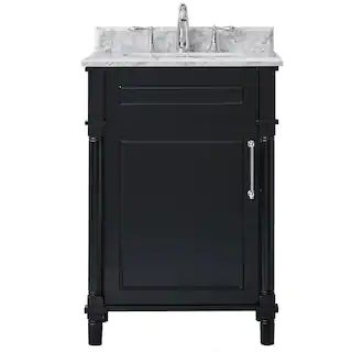 Home Decorators Collection Aberdeen 24 in. W x 20 in. D Vanity in Black with Carrara Marble Top w... | The Home Depot