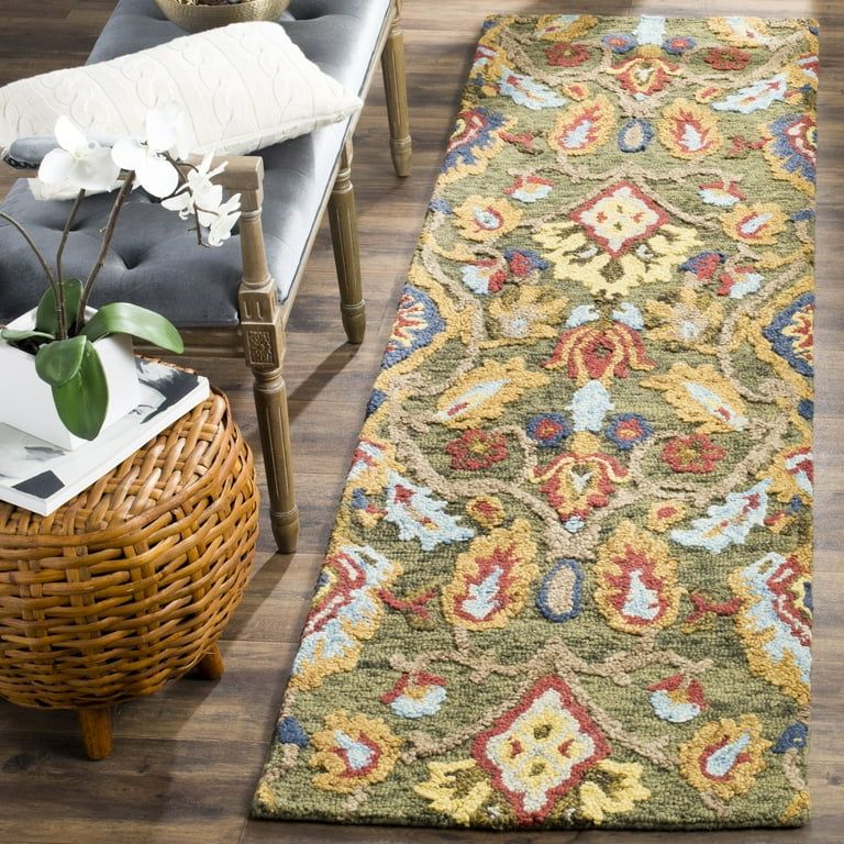 SAFAVIEH Blossom Lennon Floral Wool Runner Rug, Green/Multi, 2'3" x 10' | Walmart (US)
