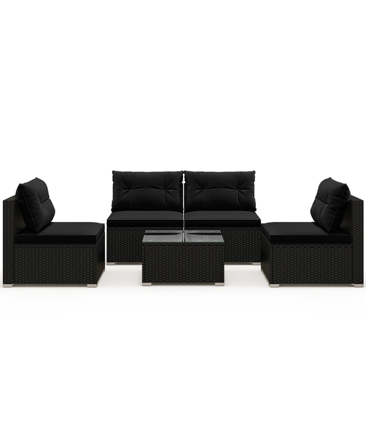 5-Piece Outdoor Patio Furniture Set with Cushions and Coffee Table Comfortable Seating for Garden or Patio - Black | Macy's