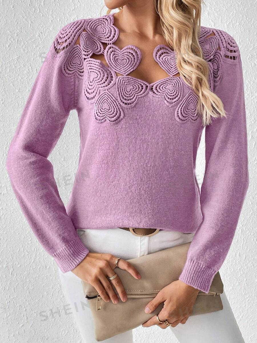 SHEIN Privé Women's Purple Irregular Collar Fashion Sweater | SHEIN