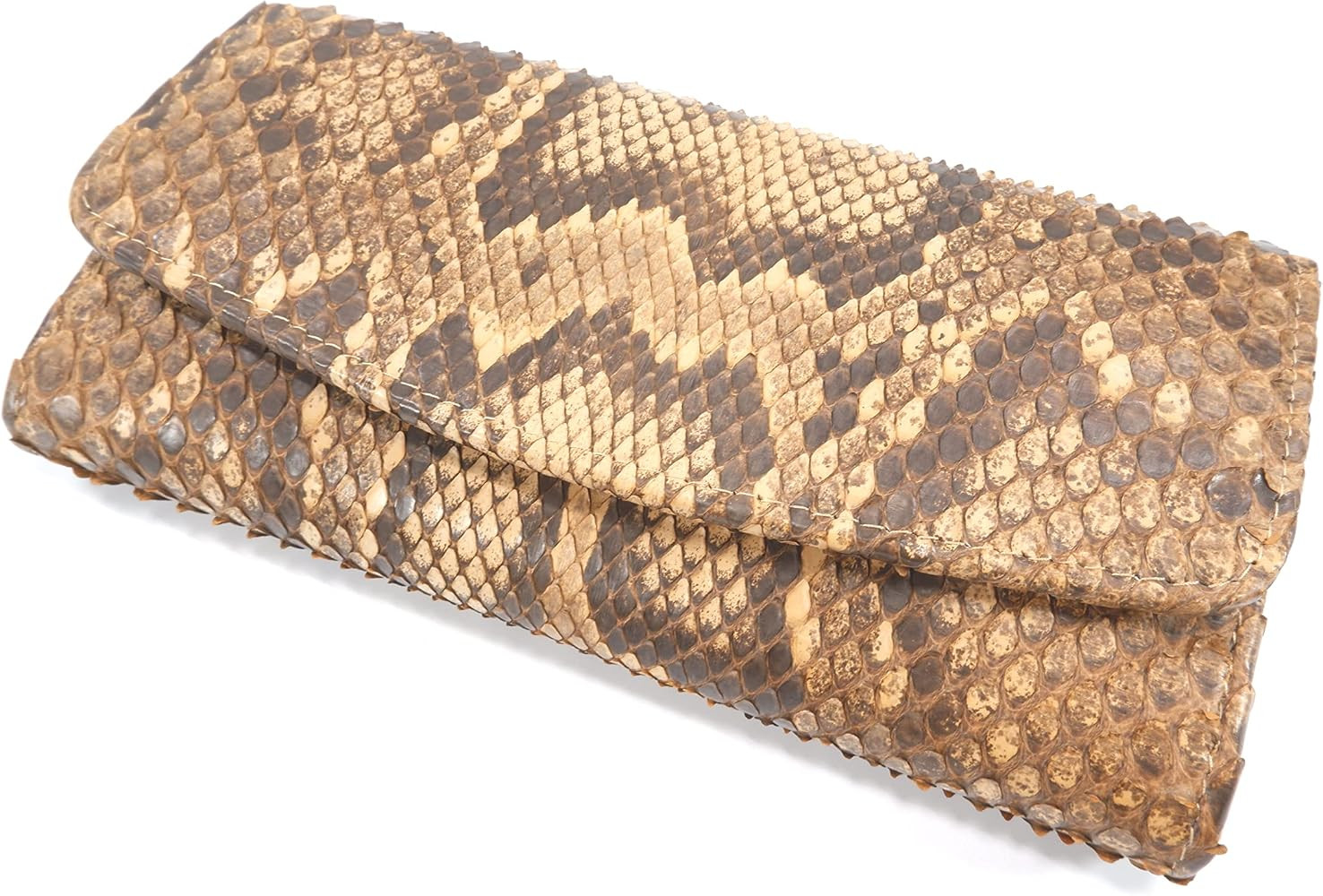 Pelgio Genuine Python Snake Skin Leather Women's Trifold Clutch Wallet (Burmese Beige) | Amazon (US)