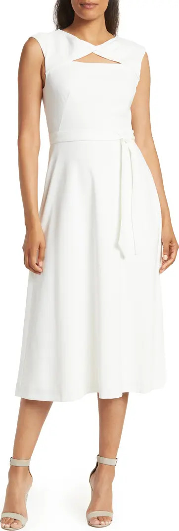 Calvin Klein Knot Front Waist Tie Sleeveless Midi Dress | Nordstromrack | Nordstrom Rack