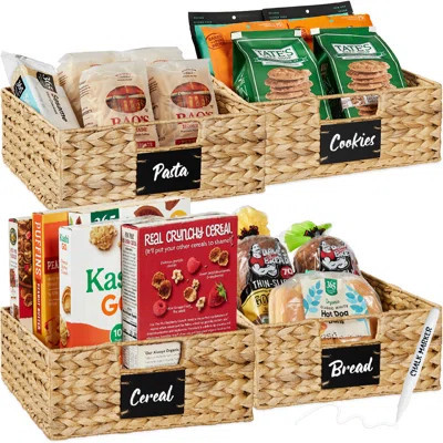 13in Woven Water Hyacinth Pantry Baskets w/ Chalkboard Label, Chalk Marker | Wayfair North America