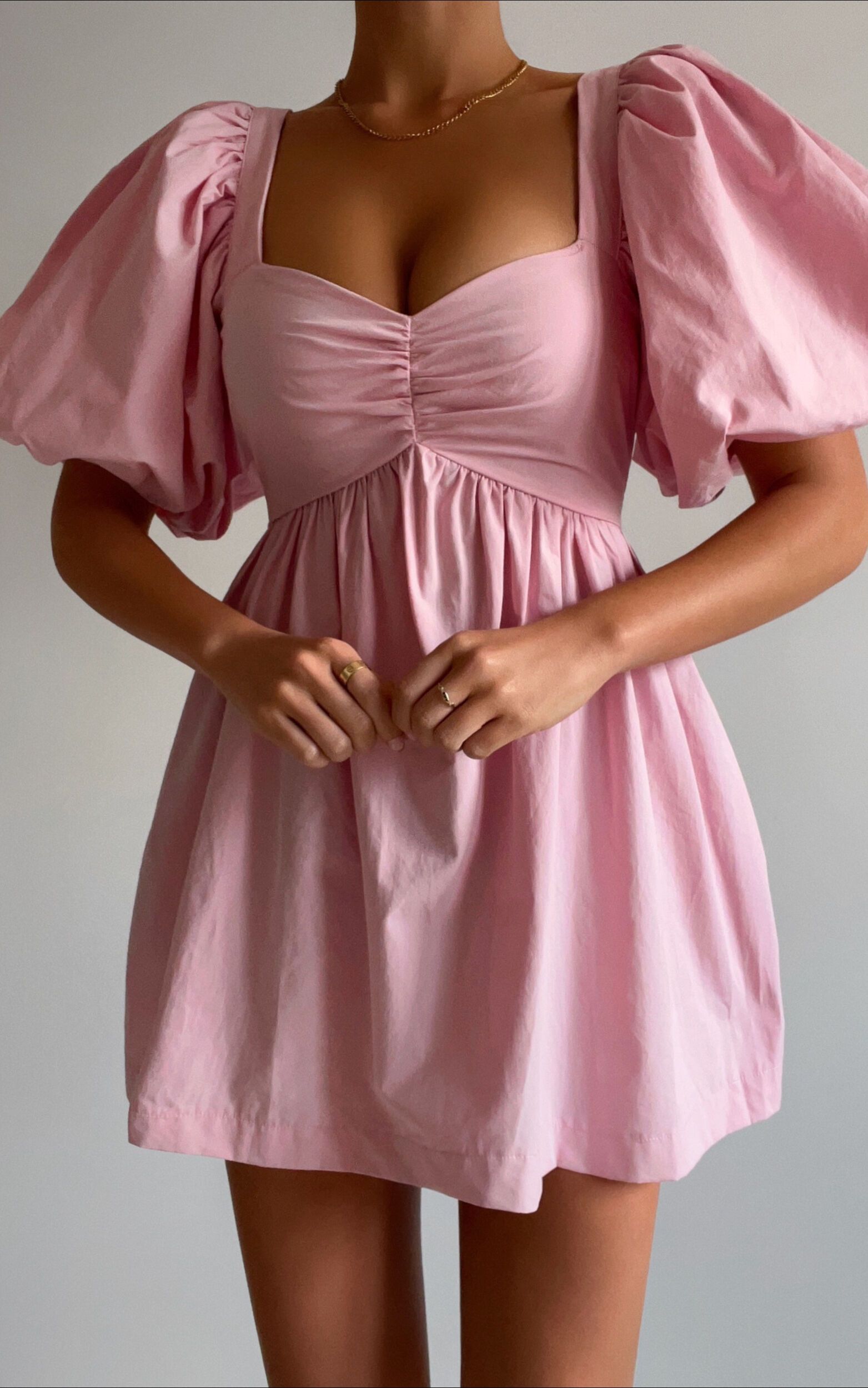 Vashti Mini Dress - Puff Sleeve Sweetheart Dress in Light Pink | Showpo (US, UK & Europe)