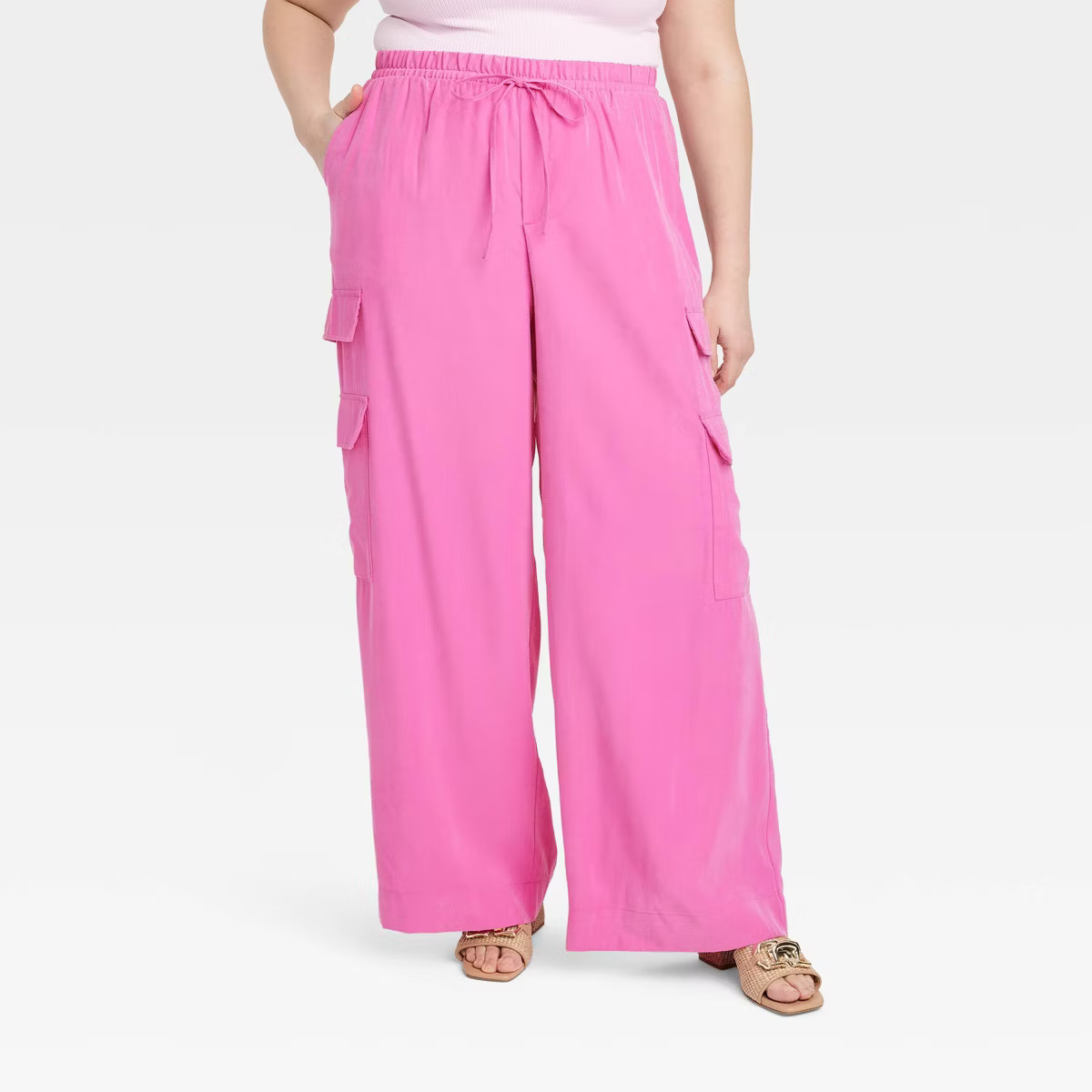 Women's High-Rise Wide Leg Cargo Pants - A New Day™ Hot Pink XXL | Target