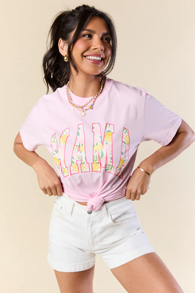 Mama Lemons Print Light Pink Graphic Tee FINAL SALE | Pink Lily