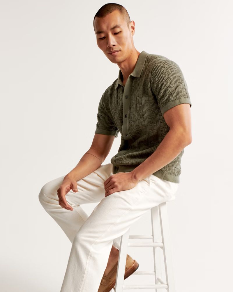 BestsellerStitch Button-Through Sweater Polo | Abercrombie & Fitch (US)