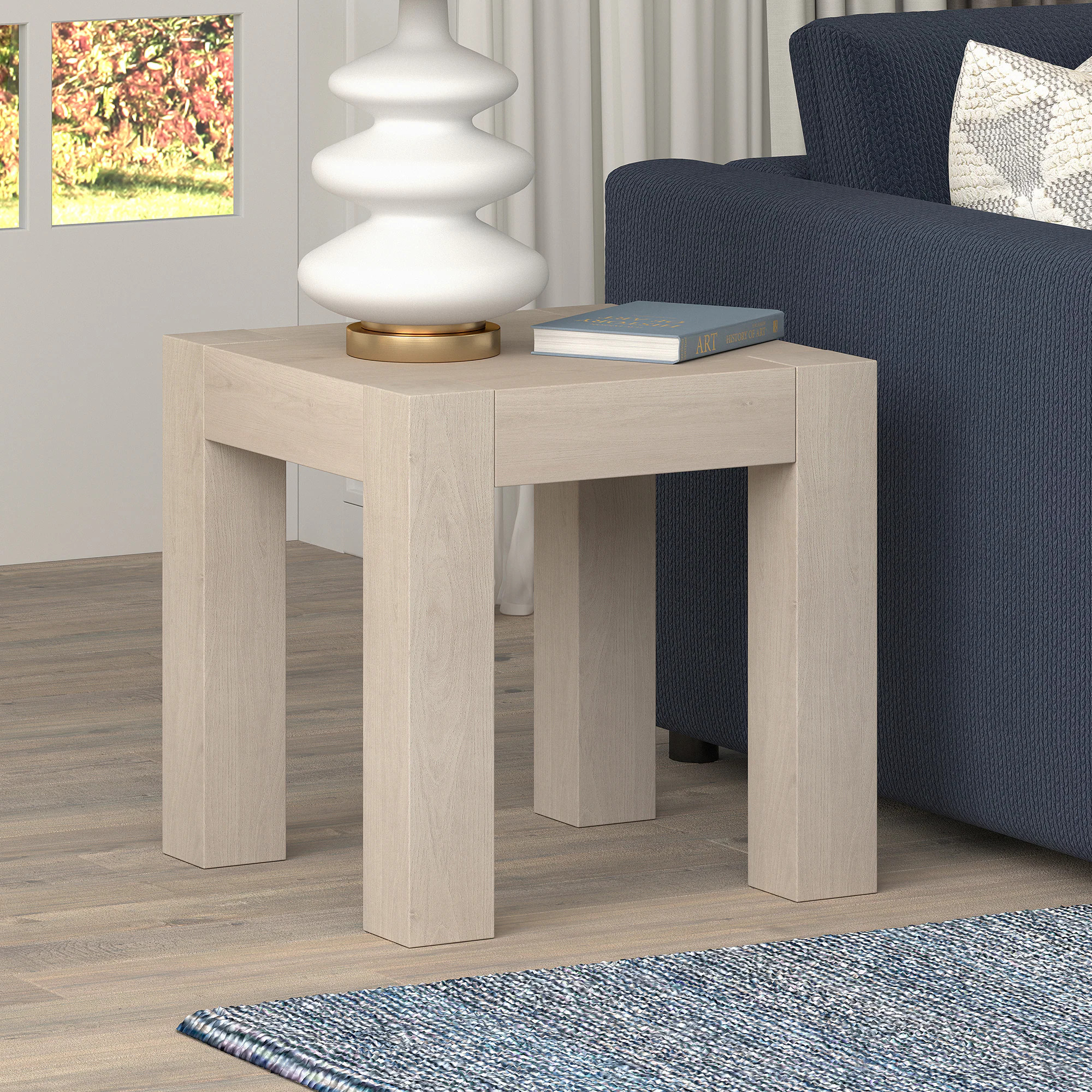 Hailey Home Langston 22-in W x 22-in H Alder White Composite Square Modern End Table one_size | ST2033 | Lowe's
