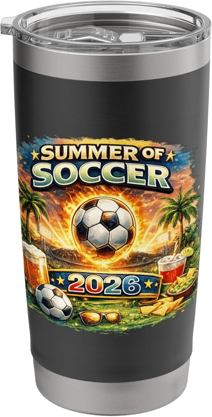 Summer of Soccer 2026 Fan Football Game Day Tropical Stainless Steel Insulated Tumbler | Amazon (US)