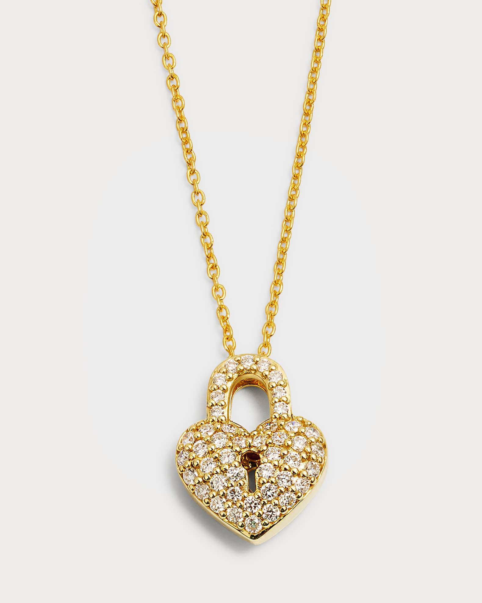 Yellow Gold Diamond Heart Lock Necklace | Neiman Marcus