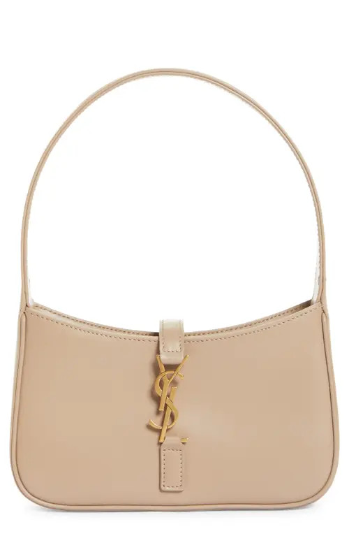 Saint Laurent Micro Le 5 à 7 Leather Hobo in Dark Beige at Nordstrom | Nordstrom