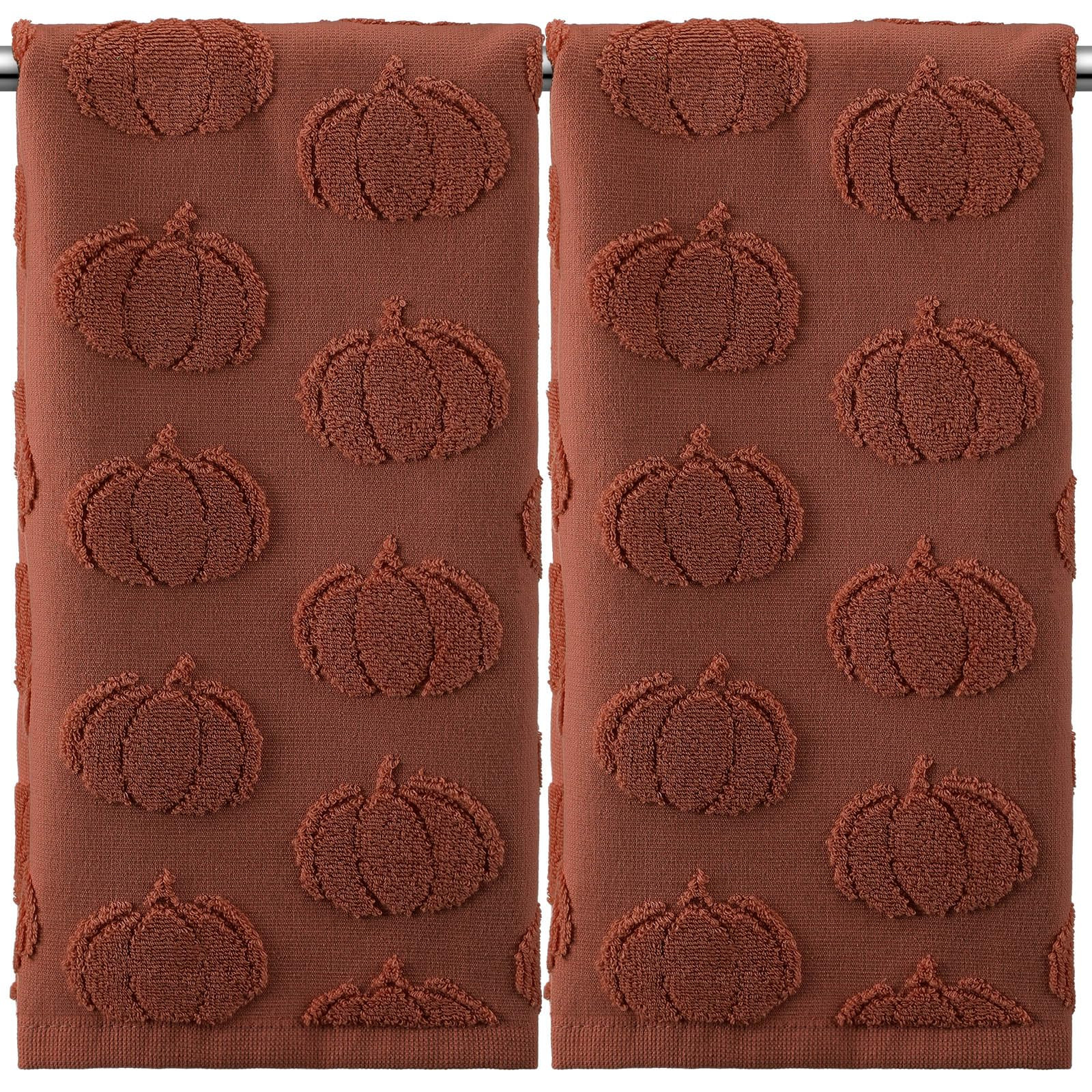 Mindsoft 2 Pcs 3D Rust Pumpkin Jacquard Hand Towels for Bathroom Fall Pumpkin Towels Thanksgiving... | Amazon (US)