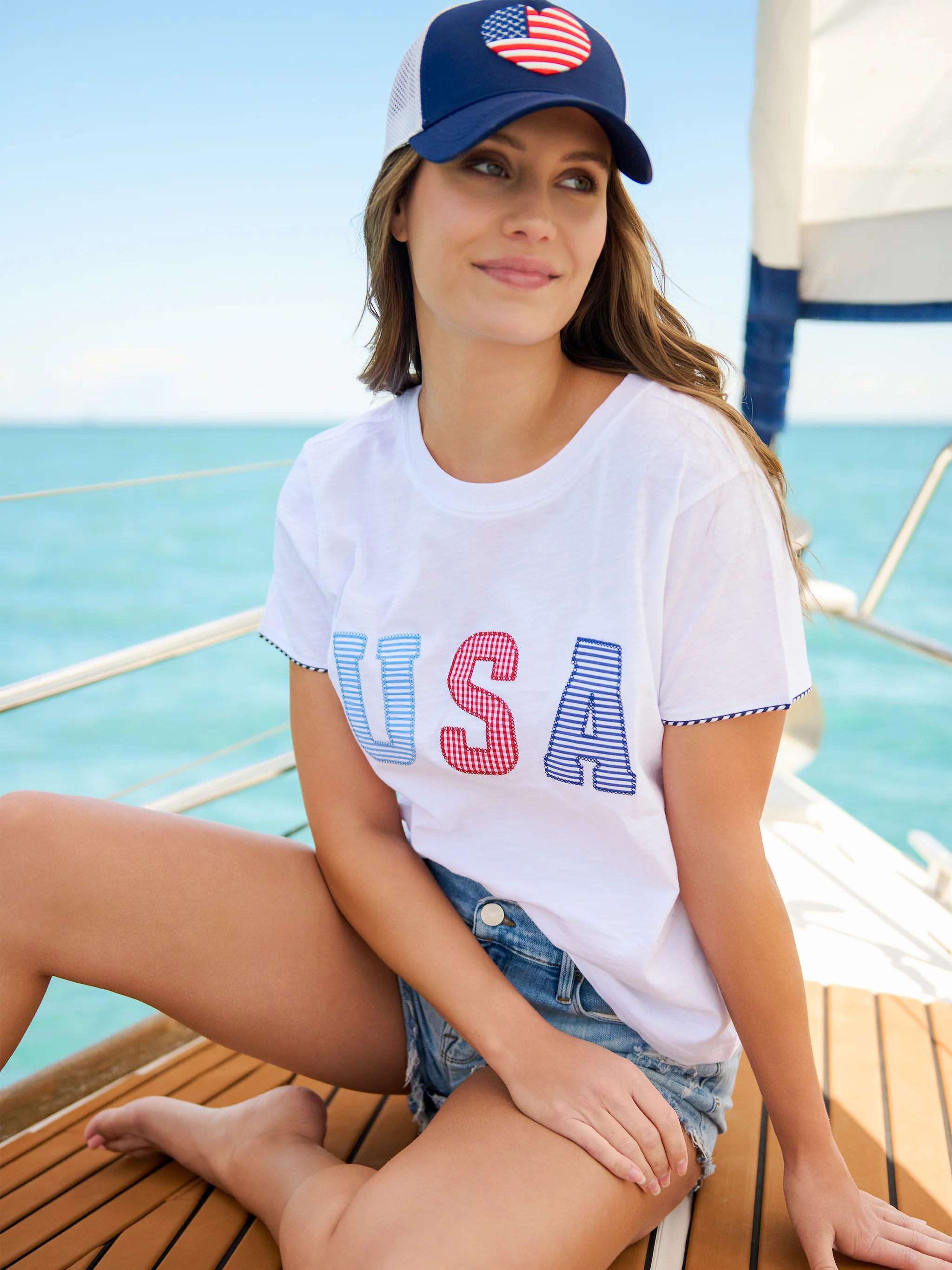 Shiraleah "USA" Relaxed Tee, White | Shiraleah